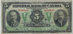 IMPERIAL BANK OF CANADA -  5 DOLLARS 1923 (G) -  BILLETS DU CANADA 1923