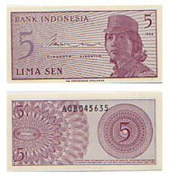 INDONÉSIE -  5 SEN 1964 (UNC)