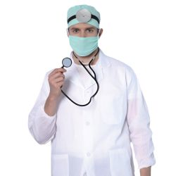 INFIRMIÈRES ET DOCTEURS -  ENSEMBLE D'ACCESSOIRES DE DOCTEUR - CHAPEAU, MASQUE, STÉTHOSCOPE ET RÉFLECTEUR (ADULTE)