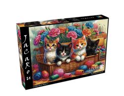 JACAROU PUZZLES -  QUATUOR DE CHATS JOUEURS EN PANIER (1000 PIÈCES) -  COLLECTION NOVIA