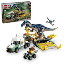 JURASSIC PARK -  LES MISSIONS DES DINOSAURES : LE CAMION DE TRANSPORT DE L'ALLOSAURUS (588 PIÈCES) -  JURASSIC WORLD 76966