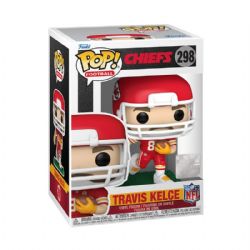 KANSAS CITY CHIEFS -  FIGURINE POP! EN VINYLE DE TRAVIS KELCE (RUNNING) (RED AND WHITE UNIFORM) (10 CM) 298