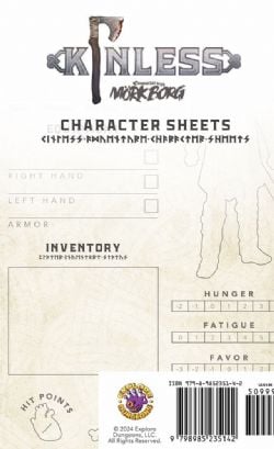 KINLESS -  SOLO VIKING RPG - CHARACTER SHEETS (ANGLAIS) MÖRK BORG