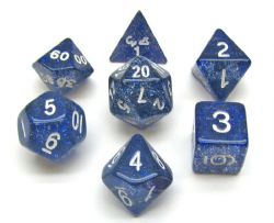 KOPLOW GAMES -  7 DÉS POLYEDRIQUES - PAILLETÉS - BLEU