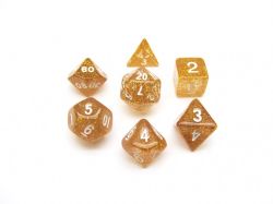 KOPLOW GAMES -  7 DÉS POLYEDRIQUES - PAILLETÉS - JAUNE