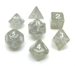 KOPLOW GAMES -  7 DÉS POLYEDRIQUES - PAILLETÉS - TRANSPARENT