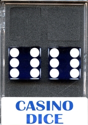 KOPLOW GAMES -  DÉS DE CASINO - 2D6, 19MM - BLEU ET BLANC