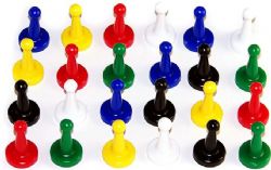 KOPLOW GAMES -  ENSEMBLES DE 24 PIONS STANDARD (2.5CM) - SET DE 6 COULEURS