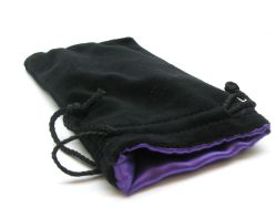 KOPLOW -  POCHETTE À DÉS EN VELOUR NOIR - DOUBLURE MAUVE (13CM X 20CM) -  POCHETTE À DÉS