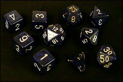 KOPLOW -  TUBE DE 10 DÉS, COBALT DORE, ELEMENTAL -  TUBE DE 10 DÉS