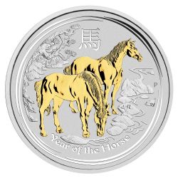 L'ANNÉE DU CHEVAL - PIÈCE EN ARGENT PUR ÉDITION DORÉE SERIES II -  PIÈCES DE L'AUSTRALIE 2014