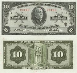 LA BANQUE PROVINCIALE DU CANADA -  10 DOLLARS 1935 -  BILLETS DU CANADA 1935