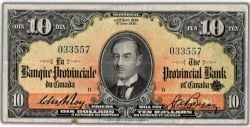 LA BANQUE PROVINCIALE DU CANADA -  10 DOLLARS 1936 (F) -  BILLETS DU CANADA 1936