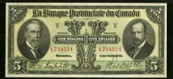 LA BANQUE PROVINCIALE DU CANADA -  5 DOLLARS 1928 (F) -  BILLETS DU CANADA 1928