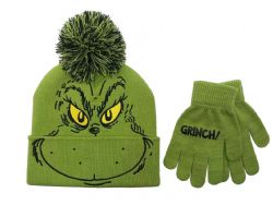 LE GRINCHEUX -  TUQUE ET MOUFLES EN TRICOT JEUNESSE -  DR. SEUSS