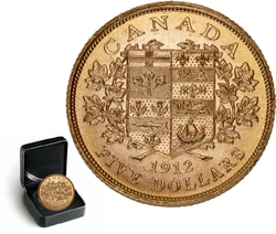 LES PREMIERES PIECES D'OR CANADIENNES -  PIÈCE DE 5 DOLLARS EN OR 1912 SÉLECTIONNÉE INDIVIDUELLEMENT -  PIÈCES DU CANADA 1912