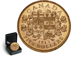 LES PREMIERES PIECES D'OR CANADIENNES -  PIÈCE DE 5 DOLLARS EN OR 1913 SÉLECTIONNÉE INDIVIDUELLEMENT -  PIÈCES DU CANADA 1913