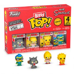 LES SIMPSONS -  PAQUET DE 4 FIGURINES MINI POP! - SCRATCHY, GRAND-PAPA SIMPSONS, LISA & CHASE - SÉRIE 4 -  BITTY POP!