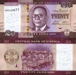 LIBERIA -  20 DOLLARS 2022 (UNC)