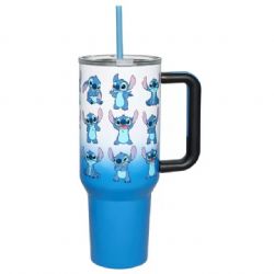 LILO ET STITCH -  TASSE DE VOYAGE EN MÉTAL AVEC PAILLE POSES (1.18 L) -  DISNEY