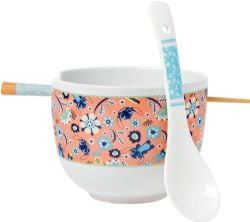 LILO & STITCH -  MOTIF FLORAL, AVEC BAGUETTES & CUILLÈRE (591 ML) -  BOL À RAMEN EN CÉRAMIQUE
