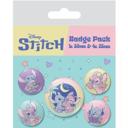 LILO & STITCH -  STITCH & ANGEL - ROCHES DE L'ESPACE - LOT DE 5 BADGES