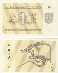 LITUANIE -  1 TALONAS 1991 (UNC)