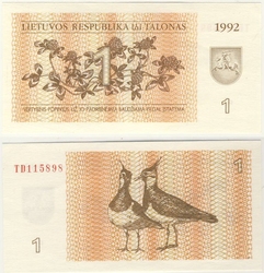 LITUANIE -  1 TALONAS 1992 (UNC)