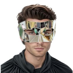 LOUP -  MASQUE MIROIR EN POLYGONE - ARGENT