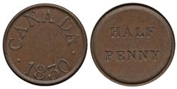 LOWER-CANADA TOKEN -  1830 CANADA HALF PENNY, TRANCHE LISSE (AG) -  LOWER-CANADA TOKENS
