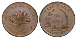 LOWER-CANADA TOKEN -  1835 REVERSE WREATH/AGRICULTURE & COMMERCE BAS-CANADA, TIGE COURBÉE (G) -  JETONS DU BAS-CANADA 1835