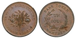 LOWER-CANADA TOKEN -  1835 REVERSE WREATH/AGRICULTURE & COMMERCE BAS-CANADA, TIGE COURBÉE -  LOWER-CANADA TOKENS