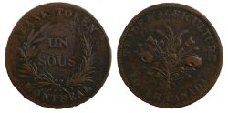 LOWER-CANADA TOKEN -  1835 REVERSE WREATH/AGRICULTURE & COMMERCE BAS-CANADA, TIGE DROITE -  JETONS DU BAS-CANADA 1835
