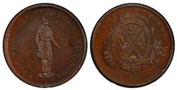 LOWER-CANADA TOKEN -  1837 PROVINCE DU BAS CANADA DEUX SOUS, /CITY BANK ON RIBBON, FORT, AVEC POINT -  LOWER-CANADA TOKENS