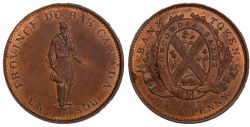 LOWER-CANADA TOKEN -  1837 PROVINCE DU BAS CANADA HALF PENNY, ALIGNÉS (G) -  LOWER-CANADA TOKENS