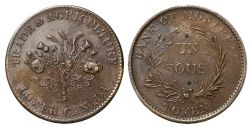 LOWER-CANADA TOKEN -  BANK OF MONTREAL TOKEN UNSOUS - TRADE & AGRICULTURE LOWER CANADA, TIGE COURTE -  LOWER-CANADA TOKENS