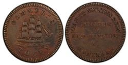 LOWER-CANADA TOKEN -  FRANCIS MULLINS & SON MONTREAL IMPORTERS OF SHIP CHANDELERY &C. / COMMERCE TOKEN (EF) -  JETONS DU BAS-CANADA 1828