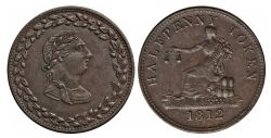 LOWER-CANADA TOKEN -  JETON TIFFINS, COURONNE ANTI-HORAIRE, ALTERNANCE FEUILLE ET GLANDS, QUATRE FEUILLES, TROIS MARGUERITES -  LOWER-CANADA TOKENS