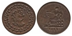 LOWER-CANADA TOKEN -  JETON TIFFINS, COURONNE HORAIRE, COU LONG ET FIN -  LOWER-CANADA TOKENS