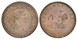 LOWER-CANADA TOKEN -  ONE PENNY TOKEN 1812, SEPT FEUILLES, STRIÉE -  LOWER-CANADA TOKENS