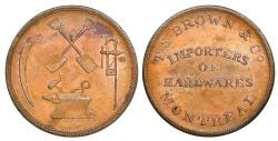 LOWER-CANADA TOKEN -  T.S. BROWN & CO. IMPORTERS OF HARDWARES MONTREAL, S-ÉLOIGNÉ, POINT (G) -  JETONS DU BAS-CANADA 1832
