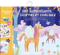 MA POCHETTE D'ARTISTE -  LICORNES ET CHEVAUX (MULTILINGUE) -  200 AUTOCOLLANTS