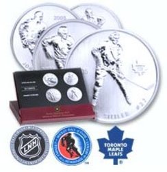 MAPLE LEAFS DE TORONTO -  LES LÉGENDES DU HOCKEY - ENSEMBLE DE 4 PIÈCES -  PIÈCES DU CANADA 2005