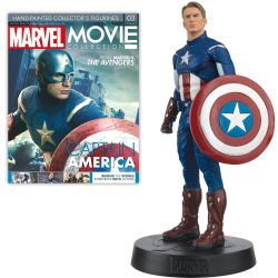 MARVEL -  FIGURINE DE CAPTAIN AMERICA AVEC MAGAZINE 1:16 -  EAGLEMOSS 03