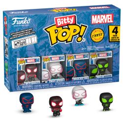 MARVEL -  PAQUET DE 4 FIGURINES MINI POP! DE SPIDER-MAN - MILES MORALES, GHOST-SPIDER, SPIDER-MAN 2099 & CHASE - SÉRIE 2 -  BITTY POP!