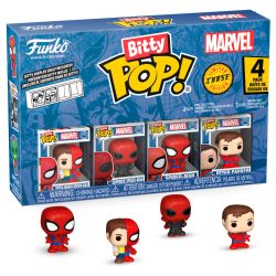 MARVEL -  PAQUET DE 4 FIGURINES MINI POP! DE SPIDER-MAN - PETER PARKER/SPIDER-MAN, SUPERIOR SPIDER-MAN, SPIDER-MAN & CHASE - SÉRIE 4 -  BITTY POP!