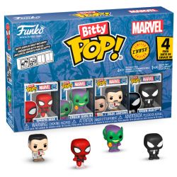 MARVEL -  PAQUET DE 4 FIGURINES MINI POP! DE SPIDER-MAN - SPIDER-MAN, LE BOUFFON VERT, JONAH JAMESON & CHASE - SÉRIE 1 -  BITTY POP!