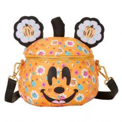 MICKEY & SES AMIS -  SAC À BANDOULIÈRE MICKEY TÊTE DE CITROUILLE FLORALE -  LOUNGEFLY