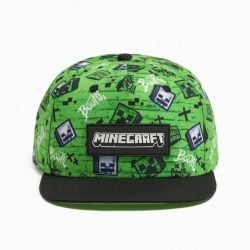 MINECRAFT -  CASQUETTE SNAPBACK CREEPER GRAFFITI YOUTH VERT FLUO