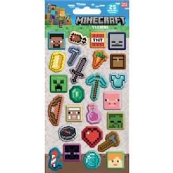 MINECRAFT -  ENSEMBLE DE 25 AUTOCOLLANTS RÉUTILISABLES 3D (V.A.)